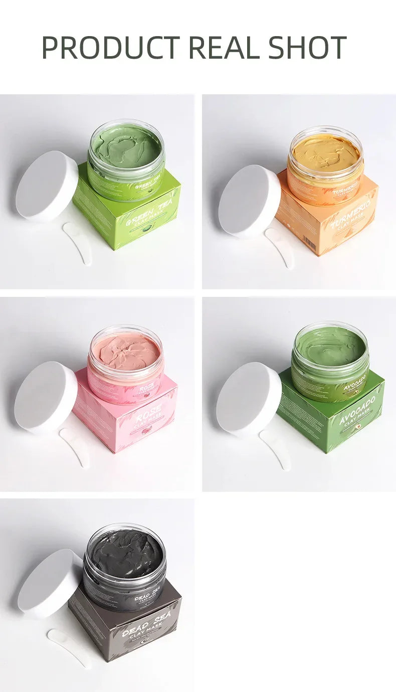 Turmeric Green Tea Rose Avocado Facial Mask Clay Mud Masks Moisturizing Removal Blackhead Whitening Face Mask Mud Skin Care